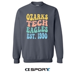 Crew Sweatshirt in Slate w/ Bubble Ozarks Tech Eagles Graphic