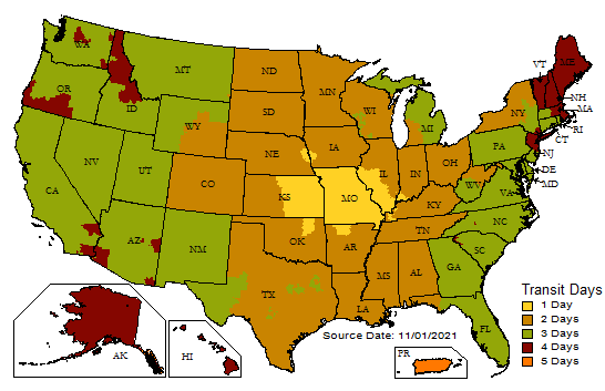 Shipping Time Estimate Map