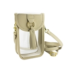Clear Cell Phone Cross Body Bag in Tan