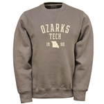 Unisex Heavyweight Crew Sweatshirt in Teak w/ Ozarks Tech State Outline Logo