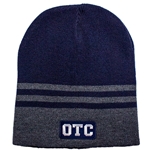 Crew Striped Beanie in Charcoal and Navy
