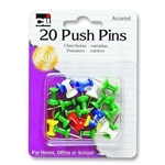 Push Pins 20pk - Assorted Colors