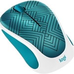 Logitech Design Collection Wireless Mouse - Teal ZigZags