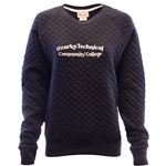 London Quilted Crewneck in Black w/ Embroidery