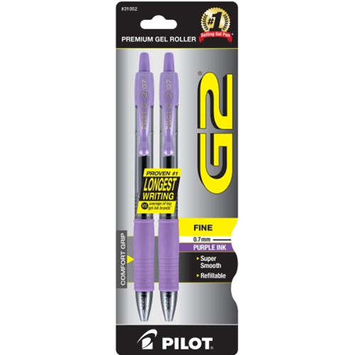 OTC Bookstore G2 Retractable Gel Ink Pen Purple 2 Pack