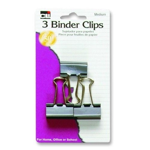 OTC Bookstore BINDER CLIPS BLACK 1.25IN 3 PK