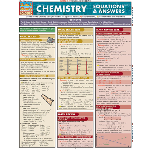 OTC Bookstore - Barcharts: Chemistry, Equations & Answers