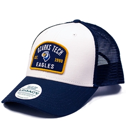 Lo Pro Snapback Trucker Hat in White & Navy