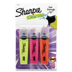 Sharpie Clear View Large Tank Highlighter 3 Pack