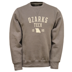Unisex Heavyweight Crew Sweatshirt in Teak w/ Ozarks Tech State Outline Logo