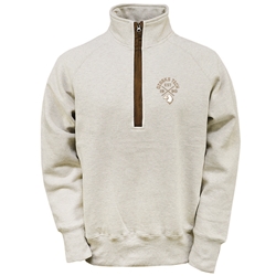Mens 1/2 Zip in Oatmeal w/ Brown Zipper & Left Chest Logo