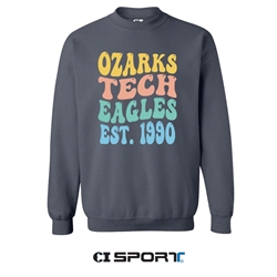 Crew Sweatshirt in Slate w/ Bubble Ozarks Tech Eagles Graphic