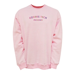 Bennett Raglan Crew in Cameo Pink Rainbow w/ Multi Color Ozarks Tech Embroidery