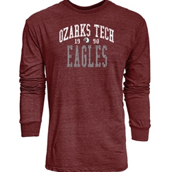 Unisex Triblend Long Sleeve Tee in Maroon