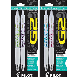 G2 Fashion White Barrel 2 Pack Pens