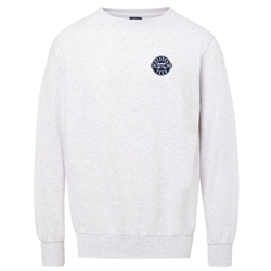 Unisex Crewneck in Ash w/ Navy Logo