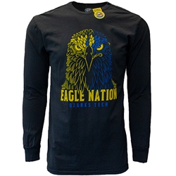 Mineral Washed Long SLeeve Tee in Black Dramatic Eagle