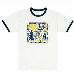 Unisex Ringer Tee in Vintage White and Navy