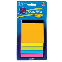 AVERY STEPS STICKY NOTES PAD ASSORTED BR