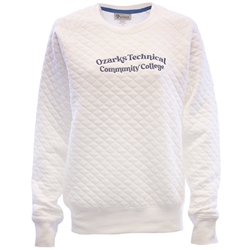 London Quilted Crewneck in White w/ Embroidery