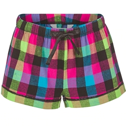 Ladies Flannel Shorts in Neon Buffalo Check